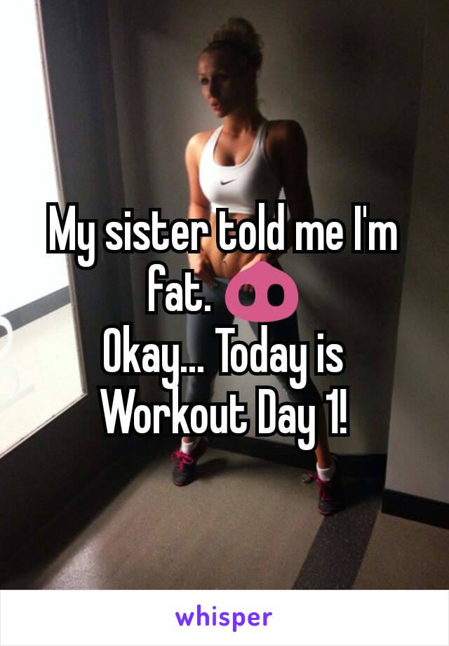 My sister told me I'm fat. 🐽
Okay... Today is Workout Day 1!