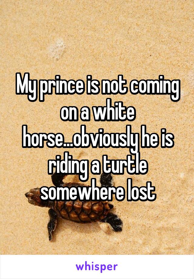 My prince is not coming on a white horse...obviously he is riding a turtle somewhere lost