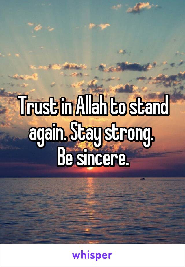 Trust in Allah to stand again. Stay strong. 
Be sincere.