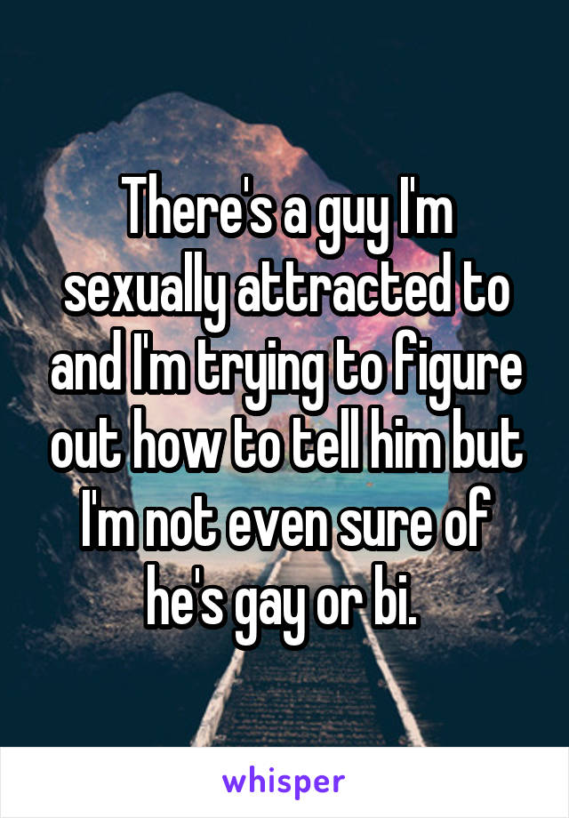 There's a guy I'm sexually attracted to and I'm trying to figure out how to tell him but I'm not even sure of he's gay or bi. 