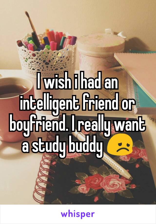 I wish i had an intelligent friend or boyfriend. I really want a study buddy 😞