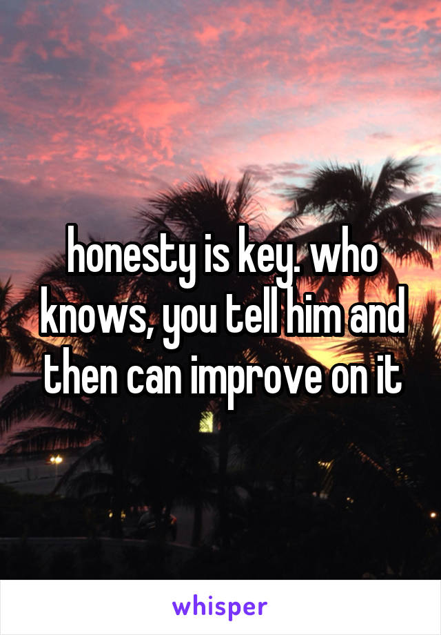 honesty is key. who knows, you tell him and then can improve on it