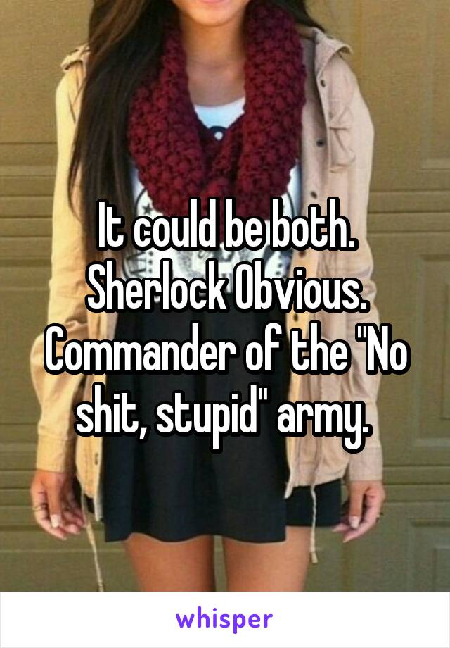 It could be both. Sherlock Obvious. Commander of the "No shit, stupid" army. 