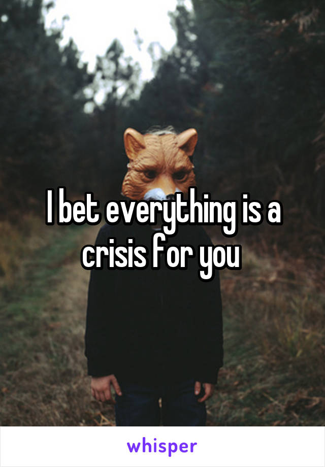 I bet everything is a crisis for you 