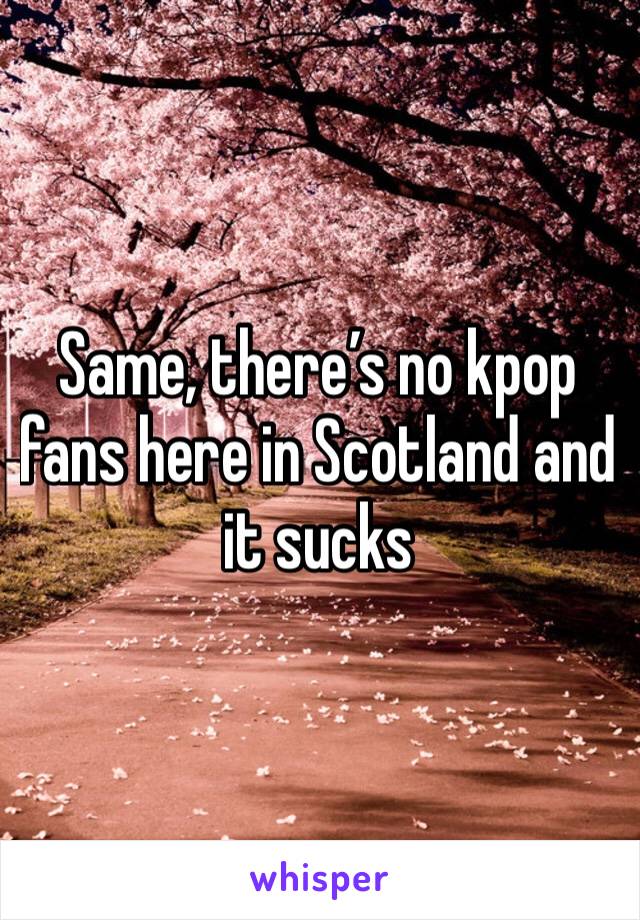 Same, there’s no kpop fans here in Scotland and it sucks