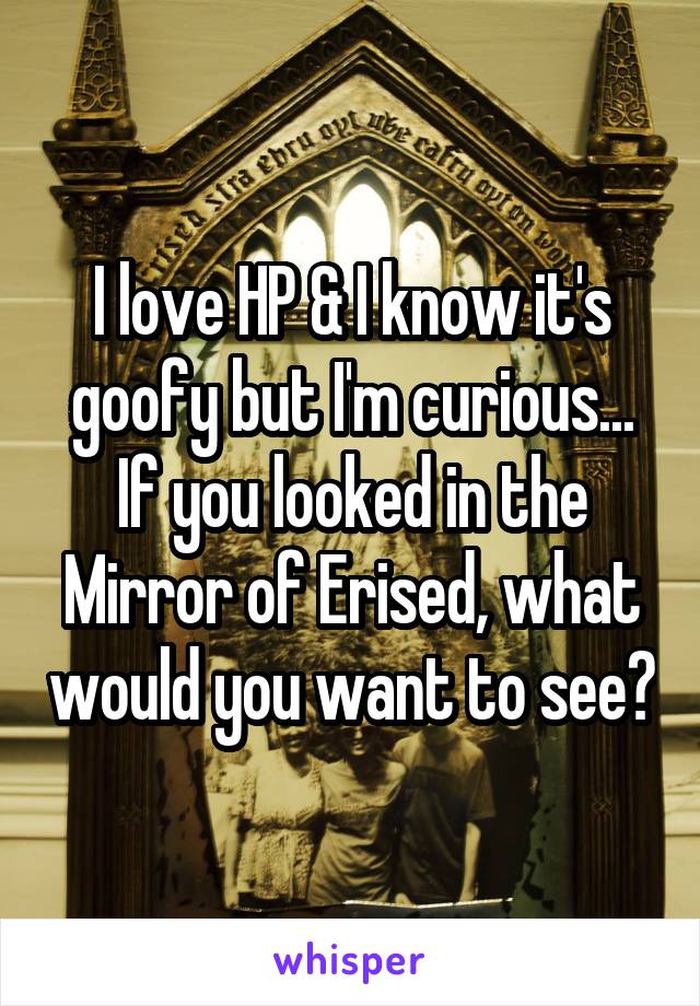 I love HP & I know it's goofy but I'm curious... If you looked in the Mirror of Erised, what would you want to see?