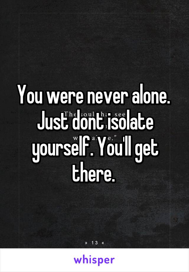 You were never alone.  Just dont isolate yourself. You'll get there. 