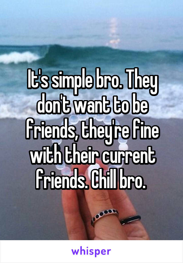 It's simple bro. They don't want to be friends, they're fine with their current friends. Chill bro. 