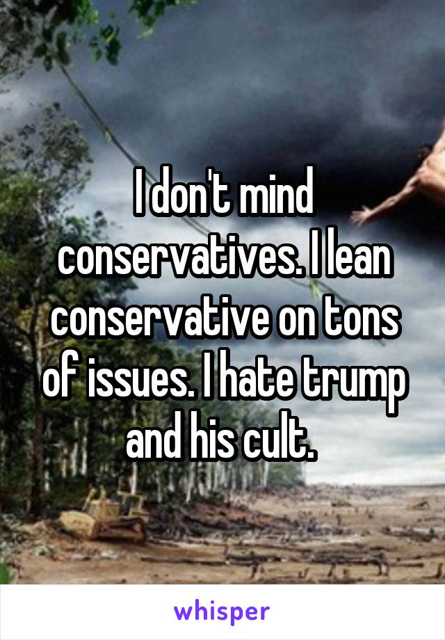 I don't mind conservatives. I lean conservative on tons of issues. I hate trump and his cult. 