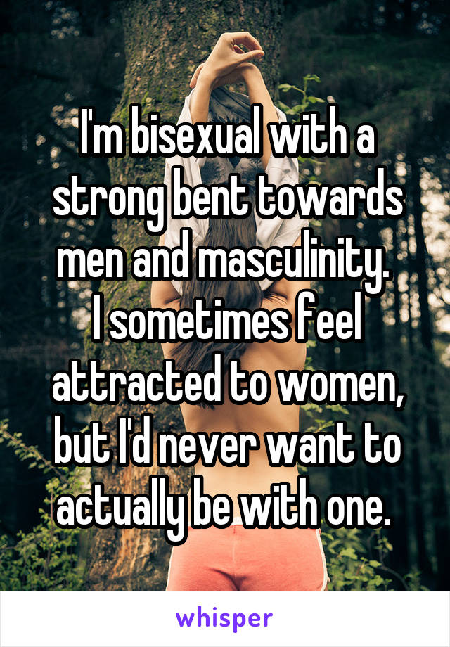 I'm bisexual with a strong bent towards men and masculinity. 
I sometimes feel attracted to women, but I'd never want to actually be with one. 