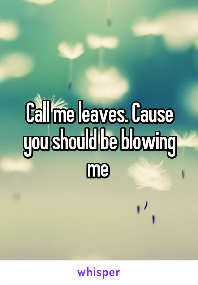 Call me leaves. Cause you should be blowing me 