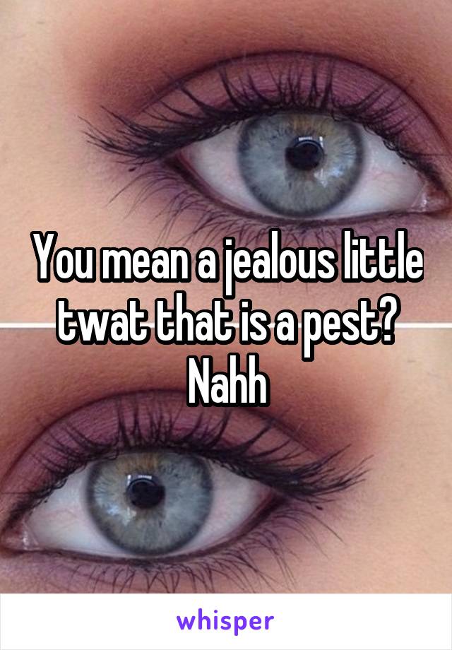 You mean a jealous little twat that is a pest? Nahh