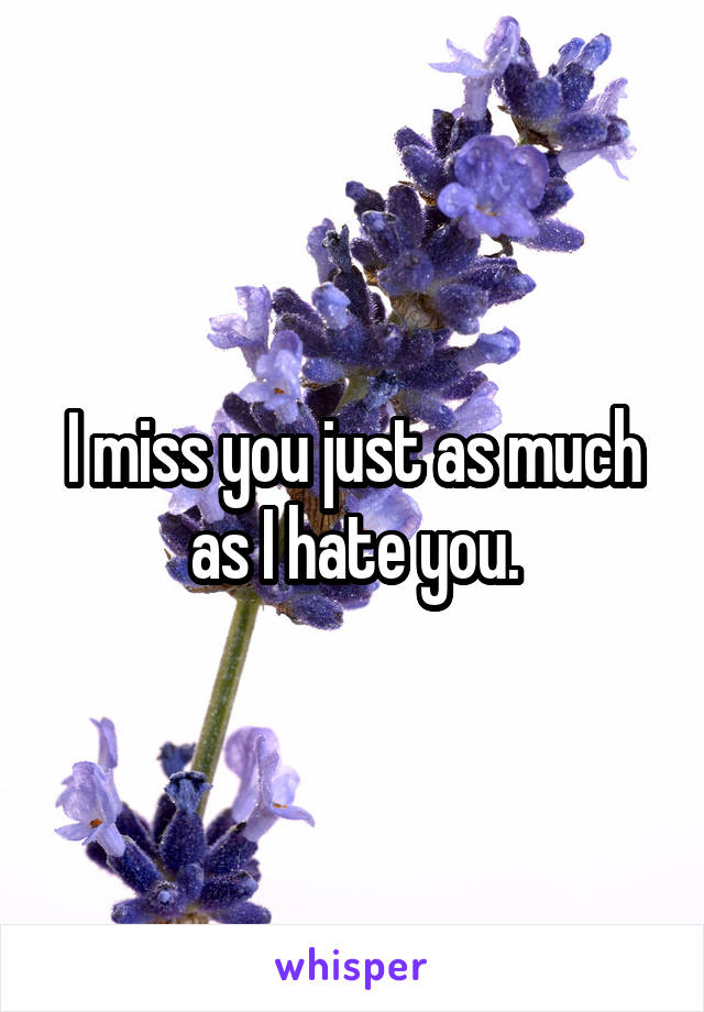 I miss you just as much as I hate you.