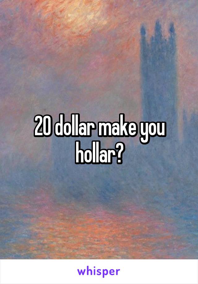 20 dollar make you hollar?