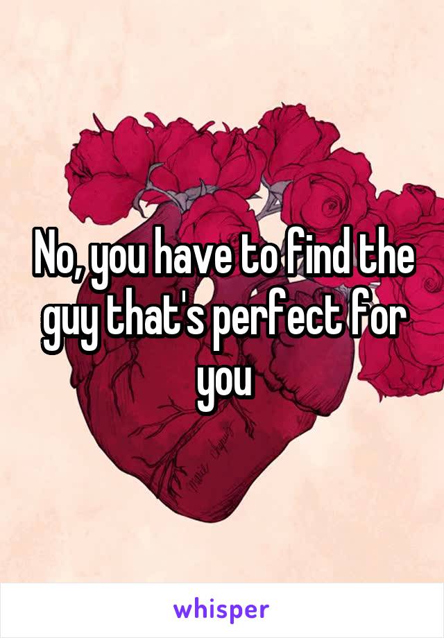 No, you have to find the guy that's perfect for you