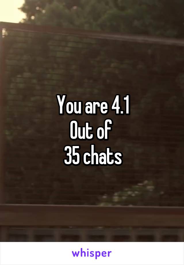You are 4.1
Out of 
35 chats