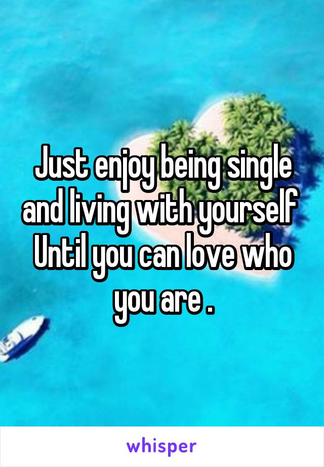 Just enjoy being single and living with yourself 
Until you can love who you are .