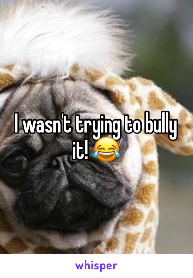 I wasn't trying to bully it! 😂