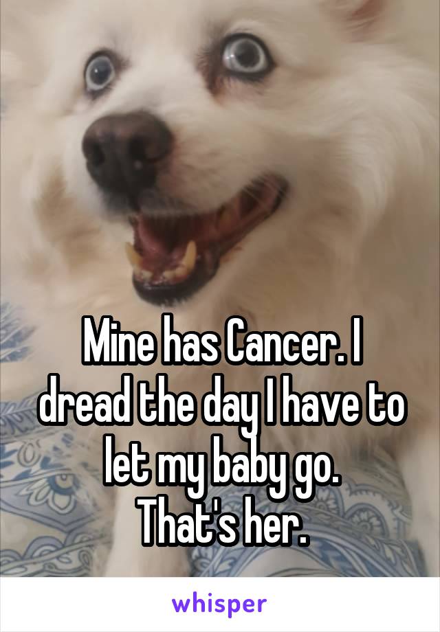 



Mine has Cancer. I dread the day I have to let my baby go.
That's her.