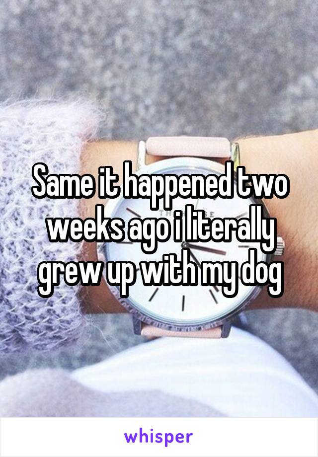 Same it happened two weeks ago i literally grew up with my dog