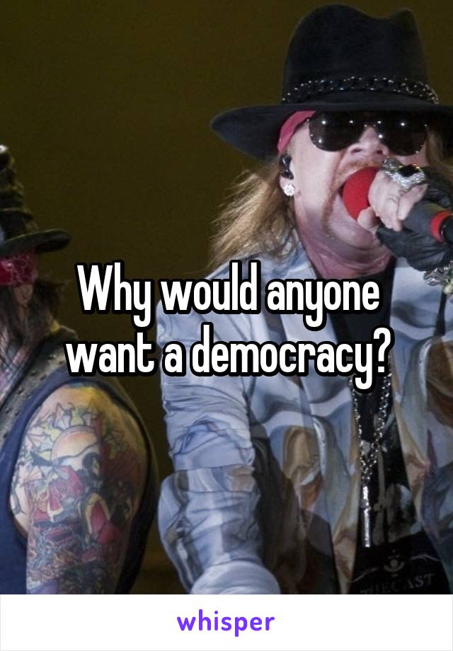 Why would anyone want a democracy?
