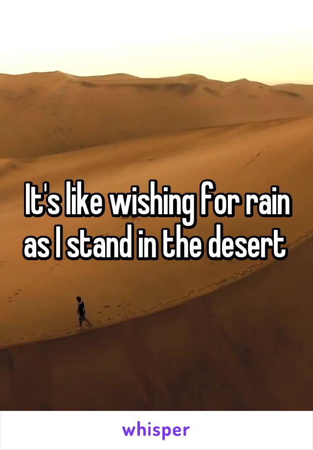 It's like wishing for rain as I stand in the desert 