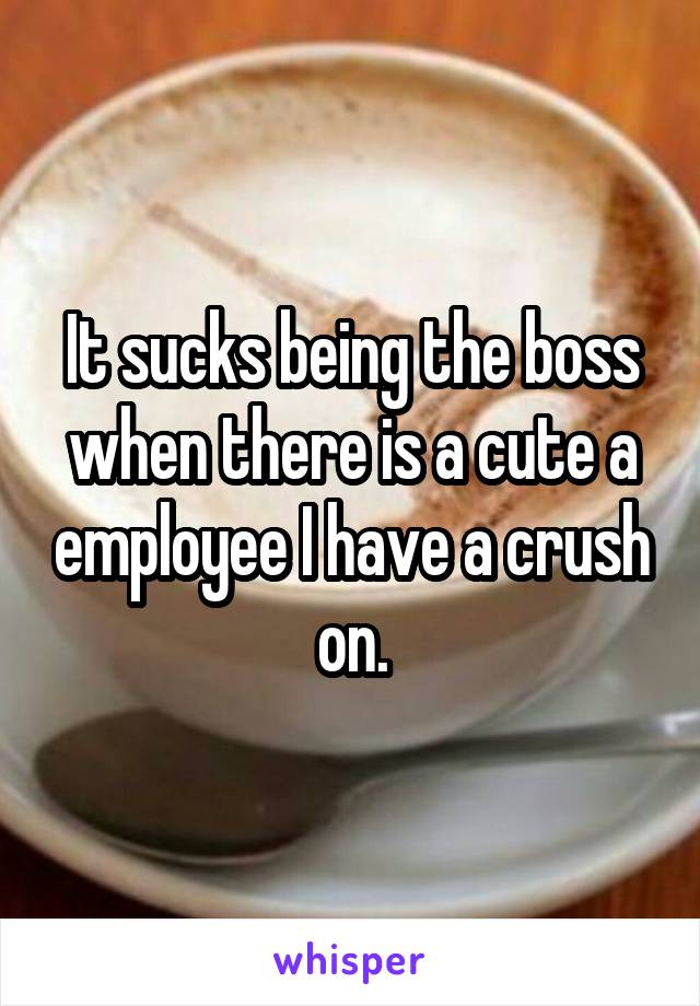 It sucks being the boss when there is a cute a employee I have a crush on.