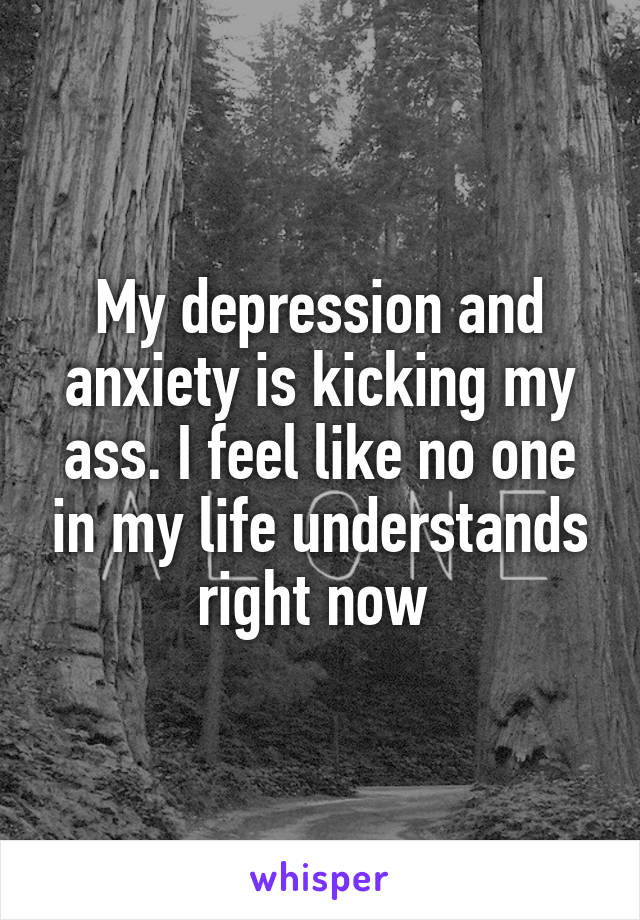 My depression and anxiety is kicking my ass. I feel like no one in my life understands right now 