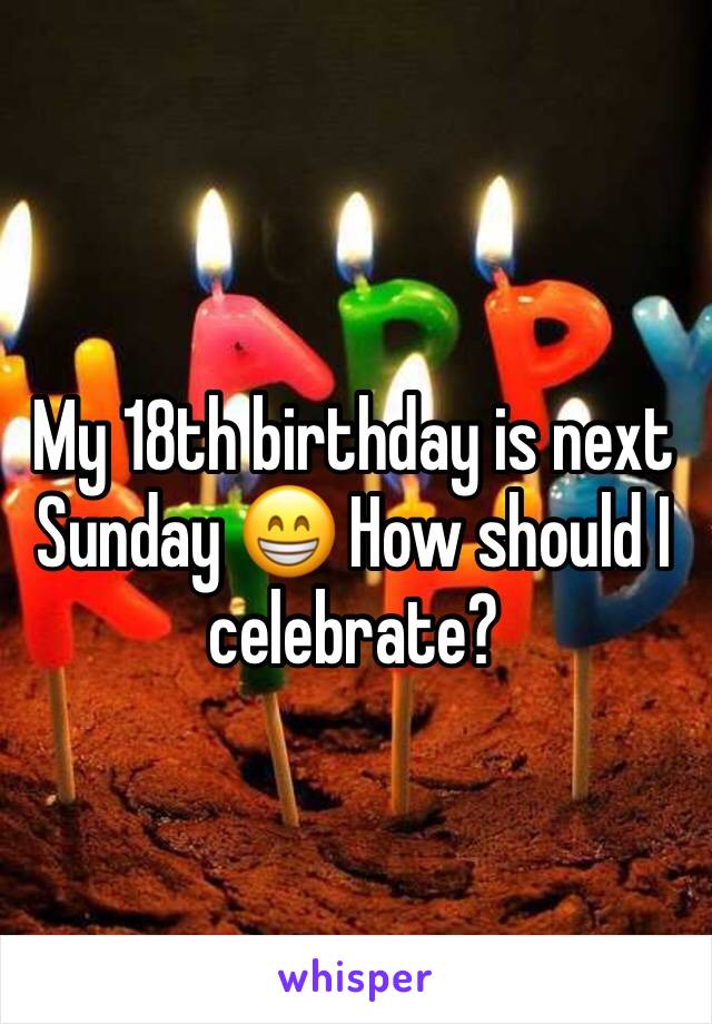 My 18th birthday is next Sunday 😁 How should I celebrate?
