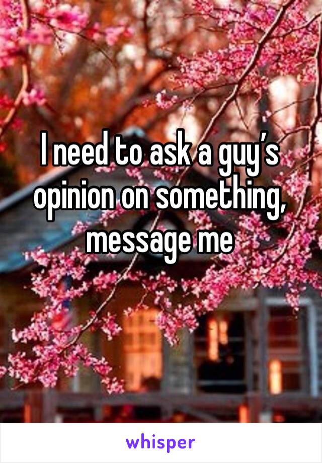 I need to ask a guy’s opinion on something, message me 