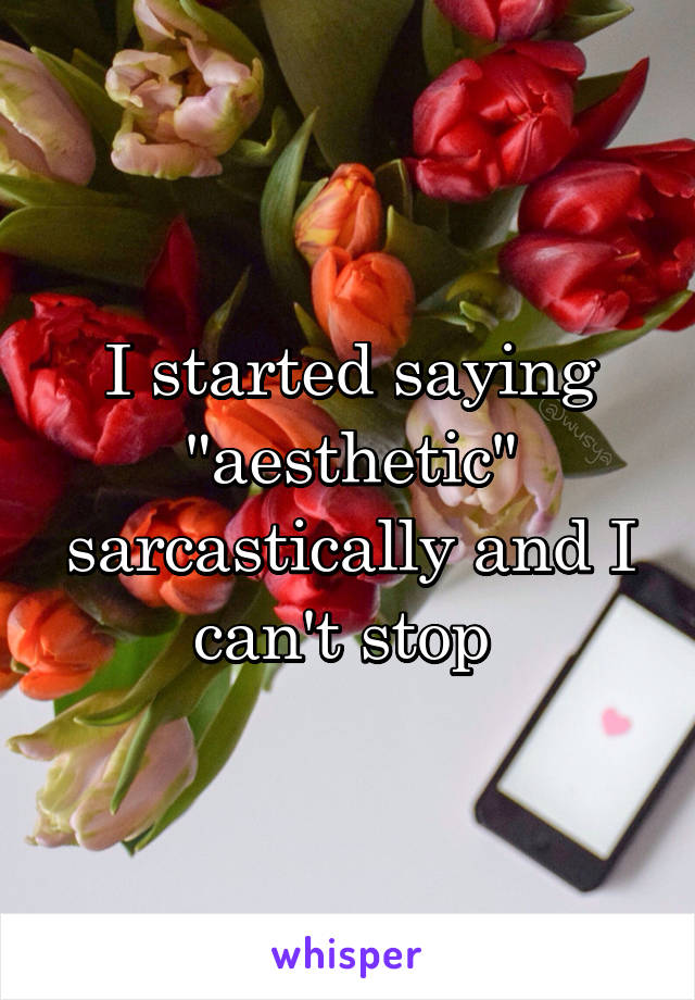 I started saying "aesthetic" sarcastically and I can't stop 