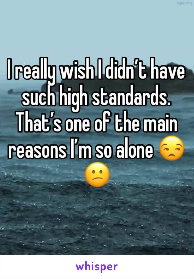 I really wish I didn’t have such high standards. That’s one of the main reasons I’m so alone 😒😕
