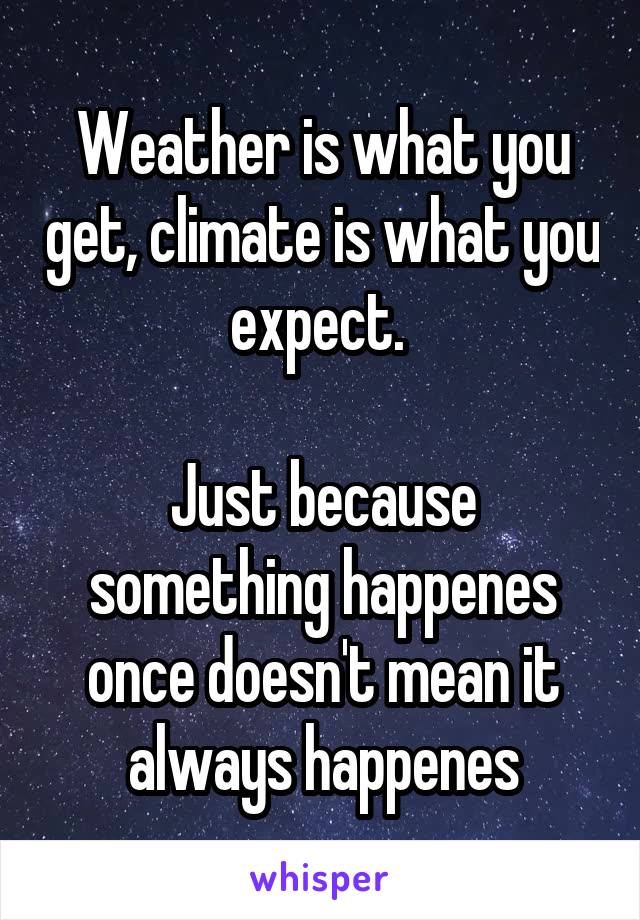 Weather is what you get, climate is what you expect. 

Just because something happenes once doesn't mean it always happenes