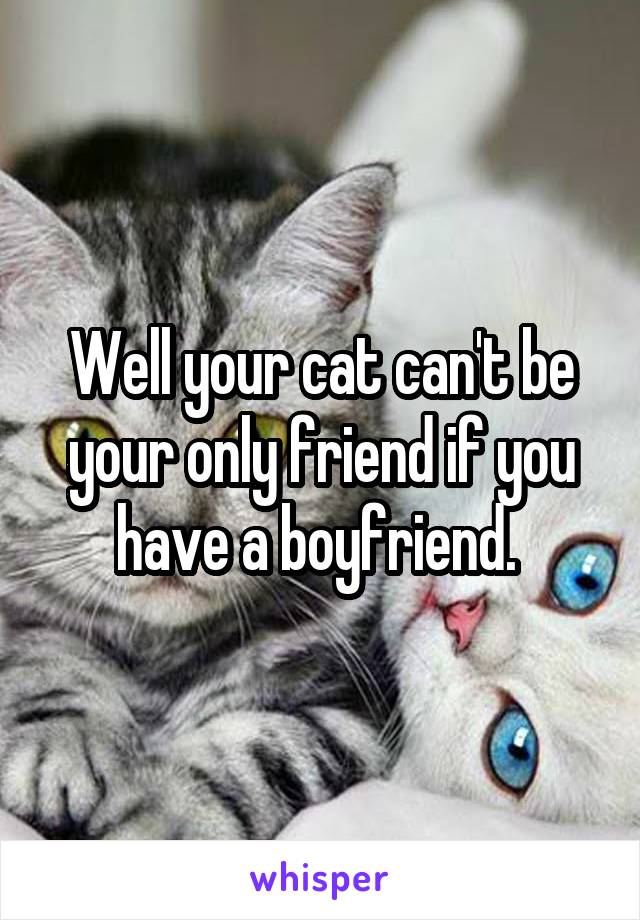 Well your cat can't be your only friend if you have a boyfriend. 