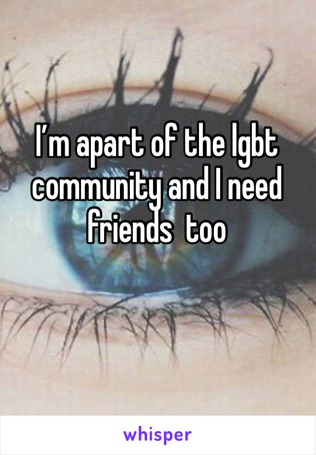 I’m apart of the lgbt community and I need friends  too