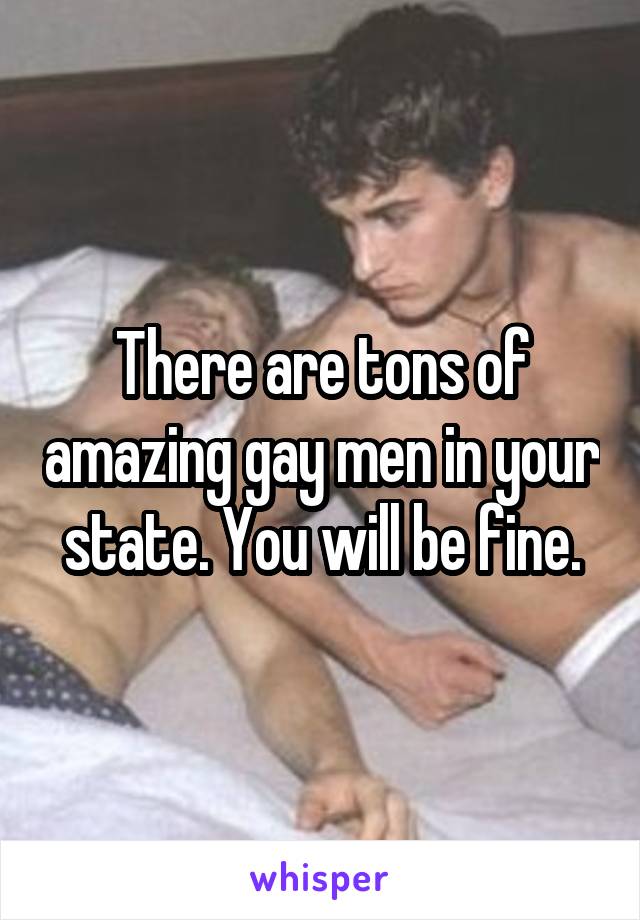 There are tons of amazing gay men in your state. You will be fine.
