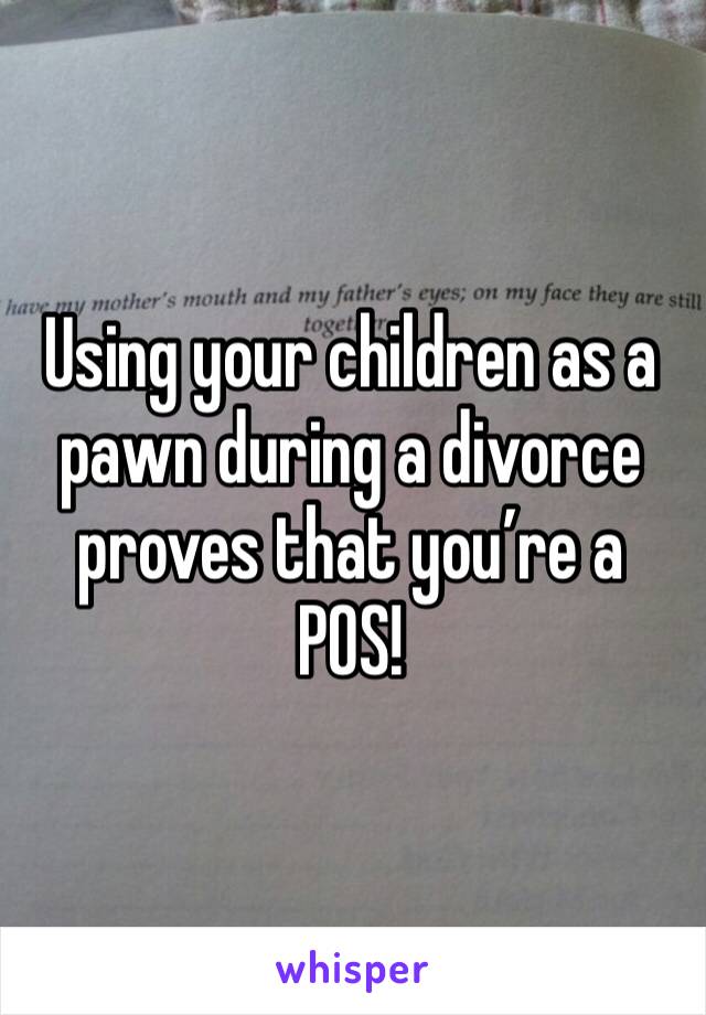 Using your children as a pawn during a divorce proves that you’re a POS!