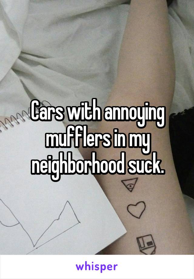 Cars with annoying mufflers in my neighborhood suck.