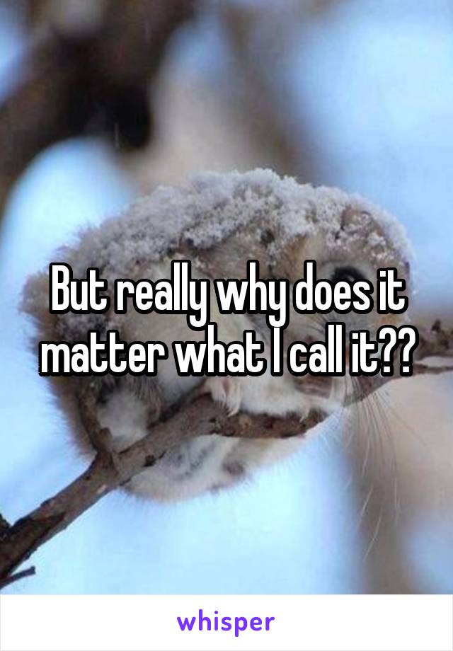 But really why does it matter what I call it??
