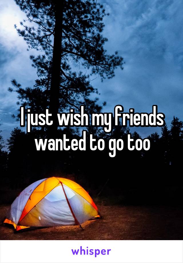 I just wish my friends wanted to go too