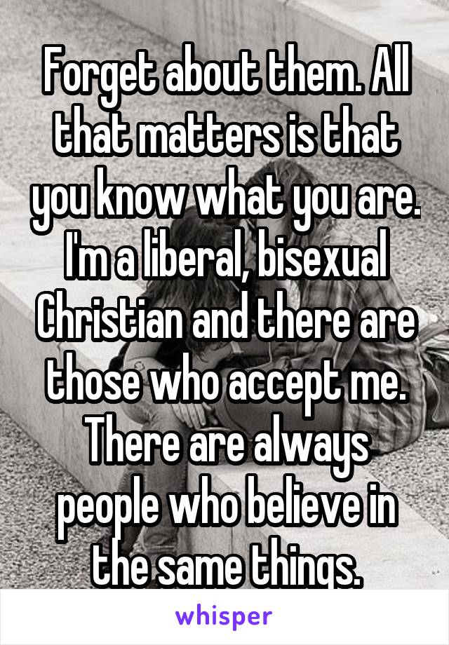 Forget about them. All that matters is that you know what you are. I'm a liberal, bisexual Christian and there are those who accept me. There are always people who believe in the same things.