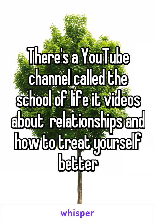 There's a YouTube channel called the school of life it videos about  relationships and how to treat yourself better