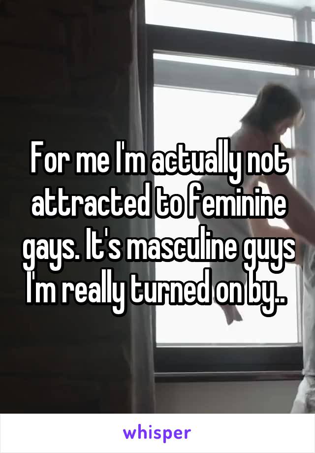 For me I'm actually not attracted to feminine gays. It's masculine guys I'm really turned on by.. 