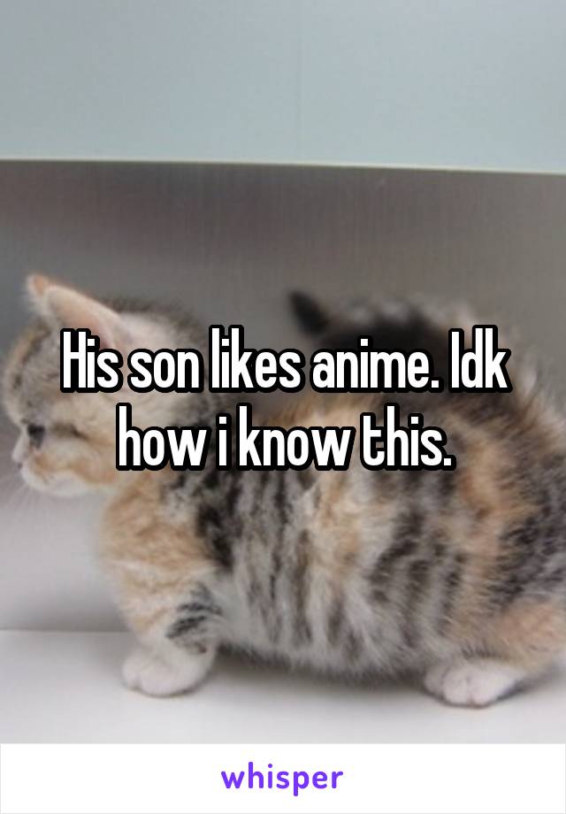 His son likes anime. Idk how i know this.