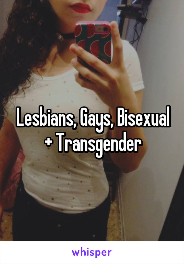Lesbians, Gays, Bisexual + Transgender