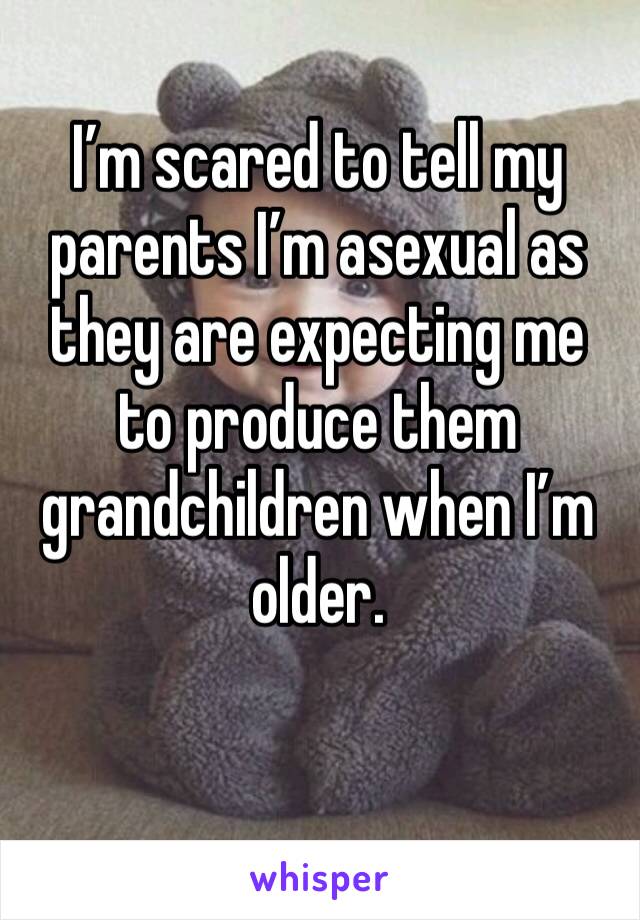 I’m scared to tell my parents I’m asexual as they are expecting me to produce them grandchildren when I’m older.