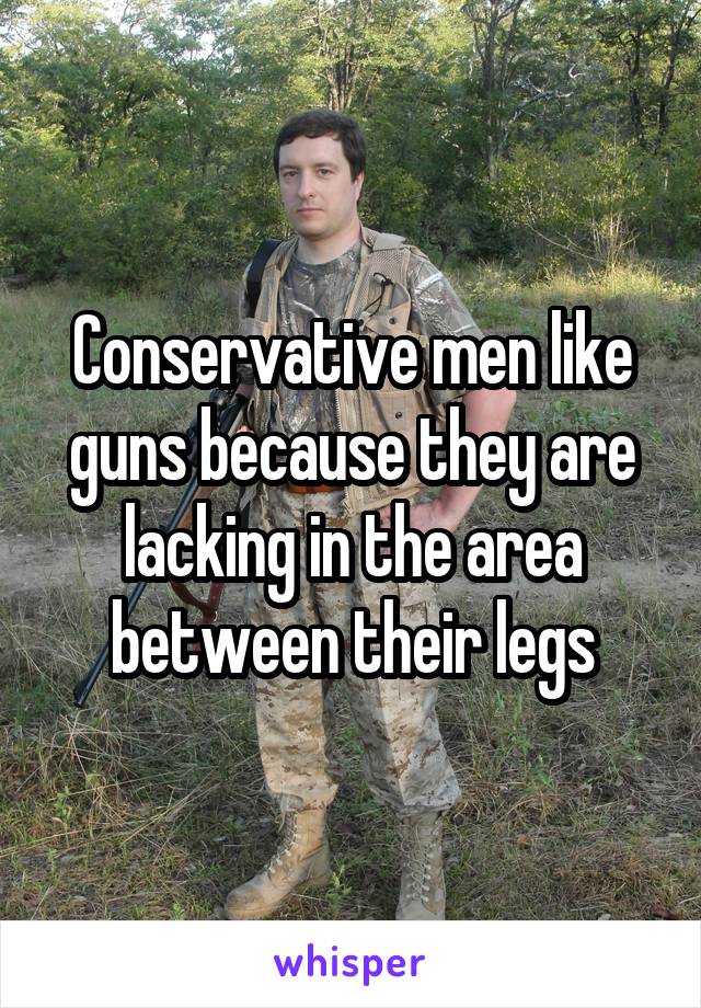 Conservative men like guns because they are lacking in the area between their legs
