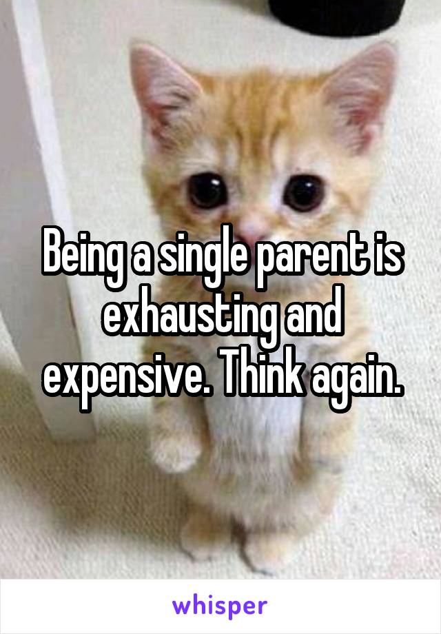 Being a single parent is exhausting and expensive. Think again.