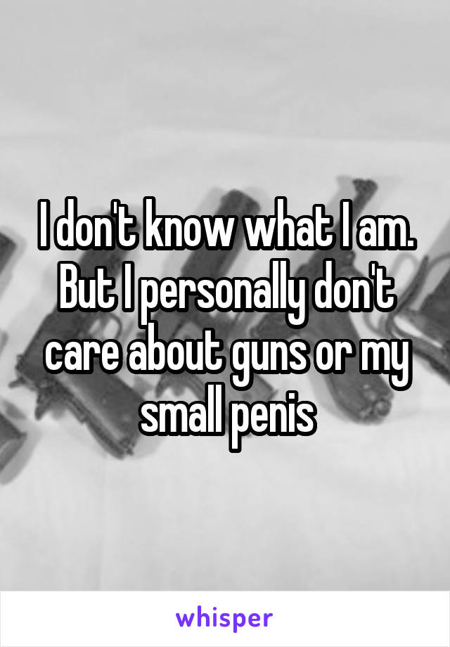 I don't know what I am. But I personally don't care about guns or my small penis