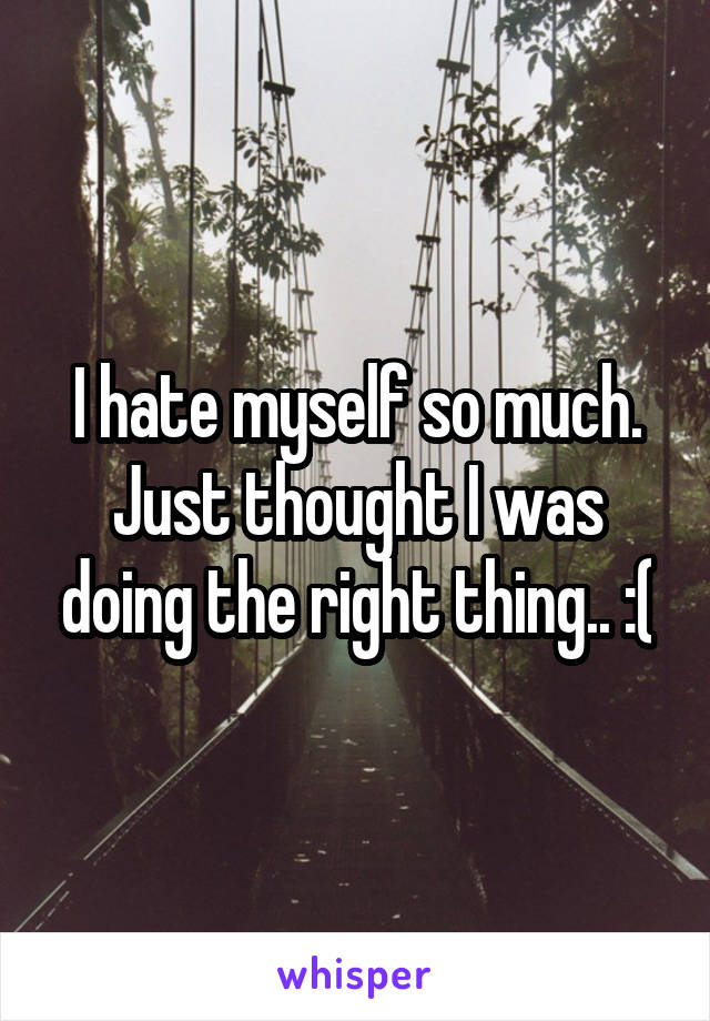 I hate myself so much. Just thought I was doing the right thing.. :(